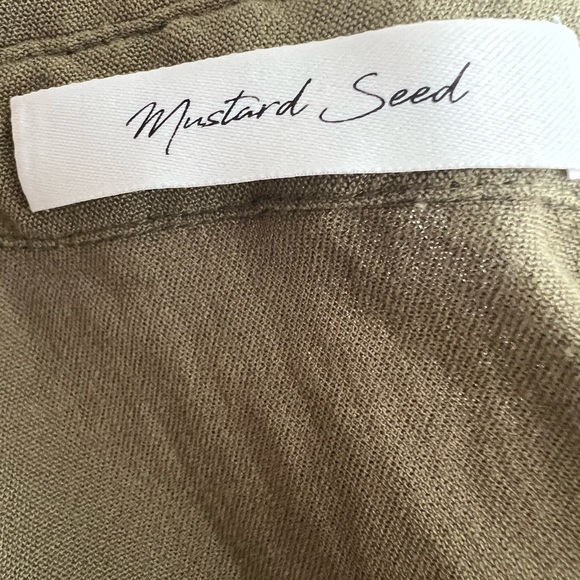 Mustard Seed Army Green Short Sleeve Button Down Shirt Dress - Picture 2 of 8